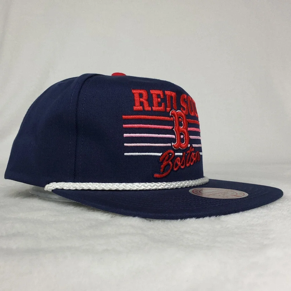Boston Red Sox Mitchell & Ness MLB Deadstock Snapback‎ Hat Cap 3D Logo Navy NWT